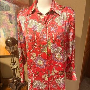 Zara Floral Button-Up Shirt (XS)